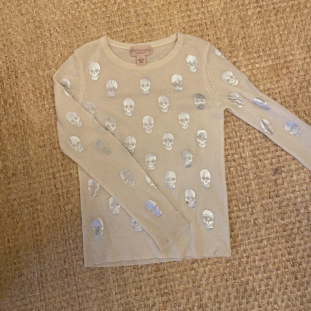 Philosophy Cashmere Metallic Skull Sweater